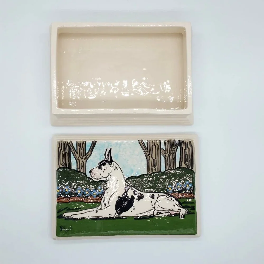 Great Dane Dog Handmade Ceramic Keepsake Trinket Jewelry Box